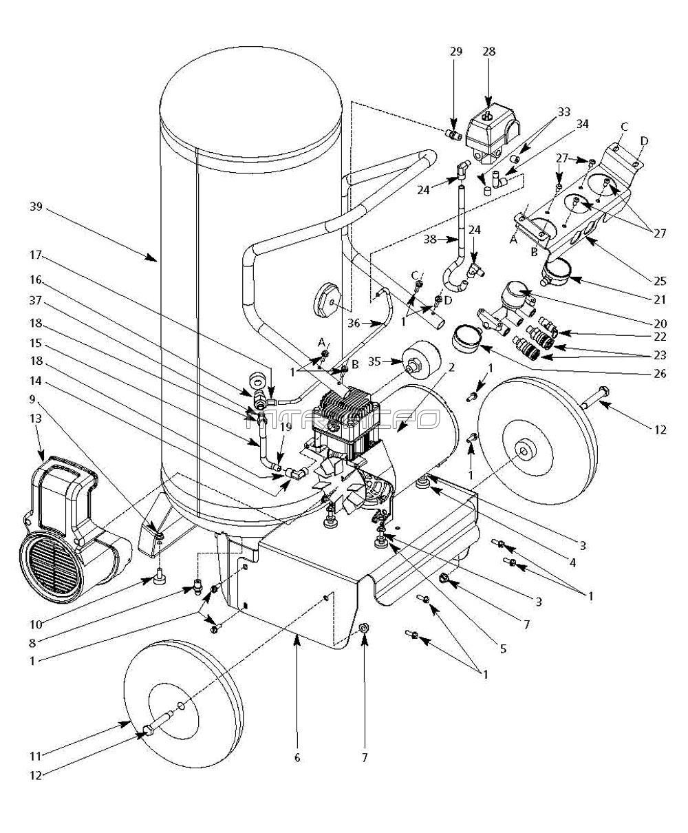 Wl8026, Wl802600, Wl802600aj Tank Parts Diagram and Parts List for WL802600AJ  Campbell Hausfeld Compressor